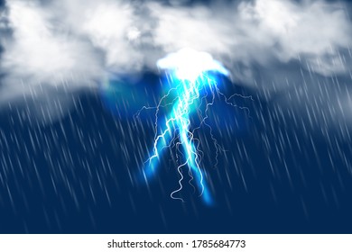 Ilustración vectorial de un clima fresco único con nube y fuerte caída de lluvia aislada sobre fondo negro transparente.Tormenta y agua caída arroja textura.