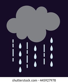 Vector illustration of cool single weather rain cloud icon