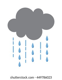 Vector illustration of cool single weather rain cloud icon