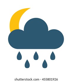 Vector illustration of cool single weather rain cloud icon