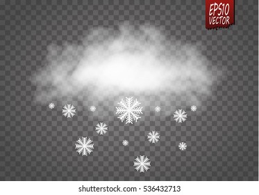Vector illustration of cool single weather icon - cloud with snow in the dark sky