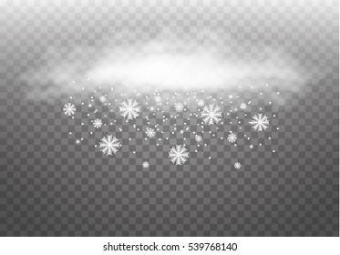 Vector illustration of cool single weather icon - cloud with snow in the dark sky