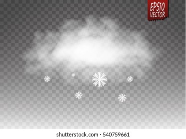 Vector illustration of cool single weather icon - cloud with snow in the dark sky