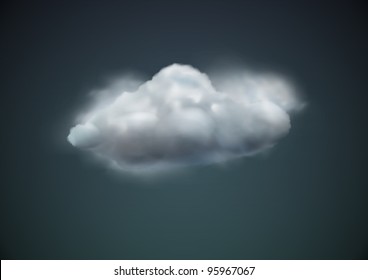 Vector illustration of cool single weather icon -  cloud floats in the dark sky