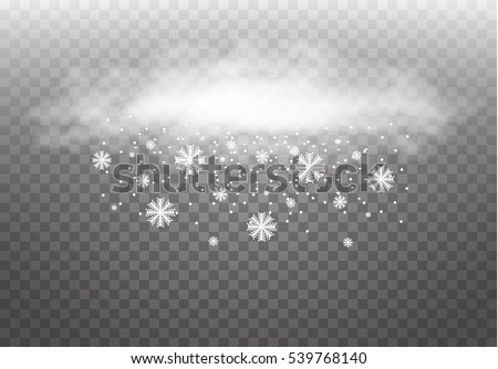 Vector illustration of cool single weather icon - cloud with snow in the dark sky