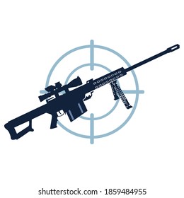 ilustración vectorial de un arma franca de francotirador o un blanco de cañón. bueno para logotipo, icono, silueta o símbolo