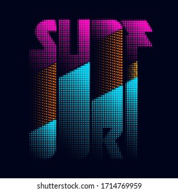 vector illustration of a cool surfing in California. california surfing design for graphics for t-shirt, vintage design, imposed geometric dynamic pattern background