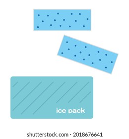 Vector illustration of cooling sheet and ice pack.