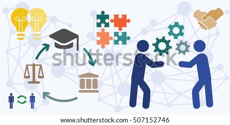 vector illustration of cooperation horizontal banner for visualizing teamwork collaborating communication sharing concepts