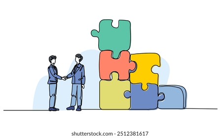 Ilustración vectorial de la cooperación para aumentar. Piso moderno en estilo línea continua.