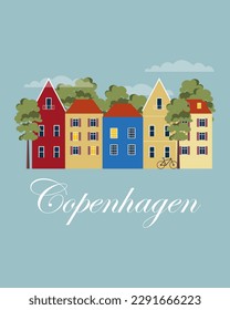 Vector illustration Copenhagen. Design for poster, banner, postcard. Isolated vector.