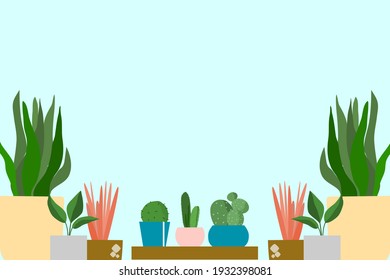 Vector illustration with copy space for text-background with plants. Colored design for for greeting cards, posters, banners and placards.