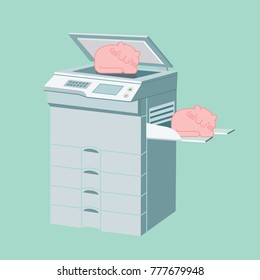 Vector Illustration Of Copycat Photocopy Machine