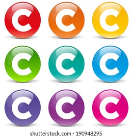 Vector illustration of copyright set icons on white background