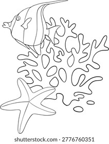 Vector illustration with coral reef and fish 