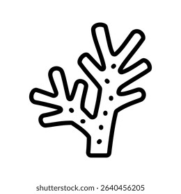 A vector illustration of coral reef in line icon style, showing branching corals. Perfect for marine biology, ocean life, and underwater ecosystem themes.