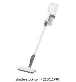 Vector Illustration Of Cordless Handheld Stick Vacuum Cleaner Isolated On Background.