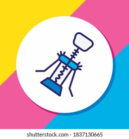Vector illustration of corkscrew icon colored line. Beautiful utensil element also can be used as wine opener icon element.