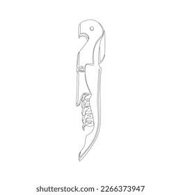 Vector illustration of Corkscrew Wine Opener outline icon, in flat cartoon design style. Editable graphic resources for many purposes.