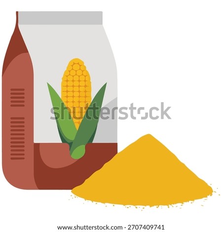 Vector illustration corn bag flour food additive isolated on white background
