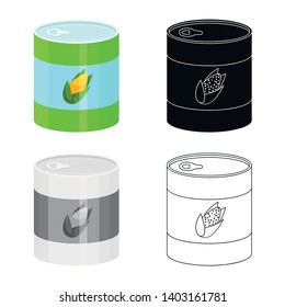 Vector illustration of corn and can icon. Collection of corn and goods stock symbol for web.