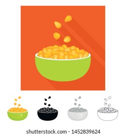 Vector illustration of corn and cereal icon. Set of corn and dish stock vector illustration.