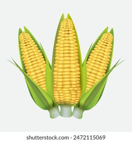 Vektorillustration von Mais, ein Naturprodukt zum Kochen. Weißer Hintergrund.