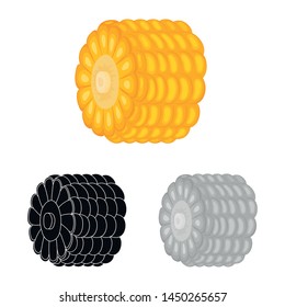 Vector illustration of corn and piece icon. Collection of corn and grain stock vector illustration.