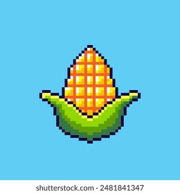 Vector Illustration of corn with Pixel Art Design, perfect for game assets themed designs
