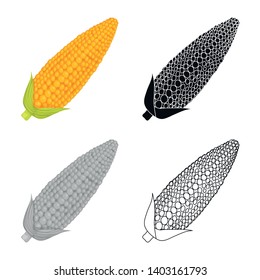 Vector illustration of corn and sweetcorn sign. Set of corn and ripe stock symbol for web.