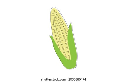 Ilustración vectorial del maíz - comida vegetal, orgánica. Icono, plantilla de logotipo para muchos fines aislados en fondo blanco.