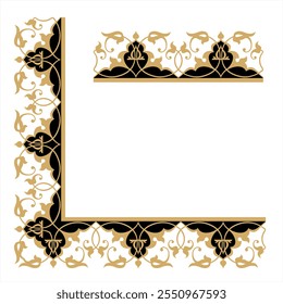 Vector illustration for corner design frame border, ornament in Arabic style. Suitable for use as frame borders, calligraphy, certificates.