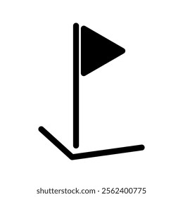 Vector illustration of corner flag icon in dark color and white background.