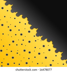 Vector illustration of a corner retro design element that looks either as a bitten piece of cheese or a black stormy cloudscape.