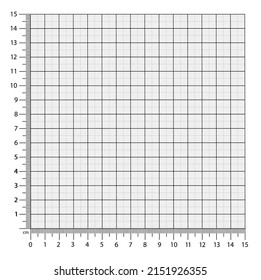 Vector illustration of corner rulers from isolated on white background. Blue plotting graph paper grid. Vertical and horizontal measuring scales. Millimeter graph paper grid template