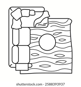 Vector illustration of a corner sofa with a decorative carpet, seen from the top. Ideal for interior design layouts, home planning, and architecture visualization.