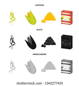 Vector illustration of cornfield and vegetable icon. Collection of cornfield and vegetarian stock symbol for web.