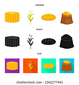 Vector illustration of cornfield and vegetable icon. Collection of cornfield and vegetarian stock symbol for web.