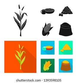 Vector illustration of cornfield and vegetable icon. Collection of cornfield and vegetarian stock vector illustration.