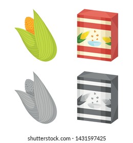 Vector illustration of cornfield and vegetable icon. Collection of cornfield and vegetarian stock symbol for web.