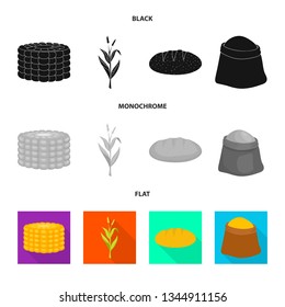 Vector illustration of cornfield and vegetable logo. Set of cornfield and vegetarian stock symbol for web.