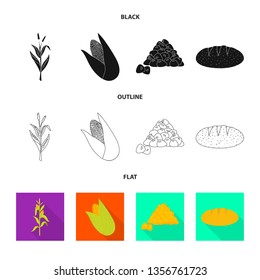 Vector illustration of cornfield and vegetable logo. Collection of cornfield and vegetarian stock vector illustration.