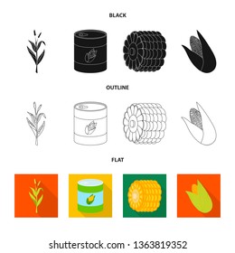 Vector illustration of cornfield and vegetable logo. Set of cornfield and vegetarian stock symbol for web.