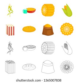 Vector illustration of cornfield and vegetable logo. Collection of cornfield and vegetarian vector icon for stock.