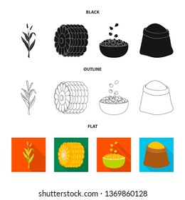 Vector illustration of cornfield and vegetable logo. Set of cornfield and vegetarian stock symbol for web.