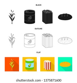 Vector illustration of cornfield and vegetable logo. Collection of cornfield and vegetarian stock vector illustration.