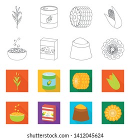 Vector illustration of cornfield and vegetable logo. Collection of cornfield and vegetarian vector icon for stock.