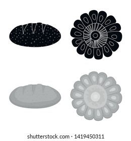 Vector illustration of cornfield and vegetable logo. Set of cornfield and vegetarian vector icon for stock.