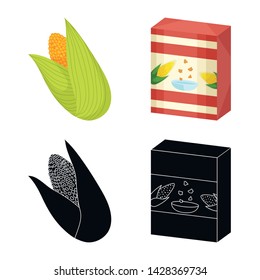 Vector illustration of cornfield and vegetable logo. Set of cornfield and vegetarian vector icon for stock.