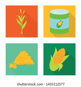 Vector illustration of cornfield and vegetable logo. Set of cornfield and vegetarian stock symbol for web.